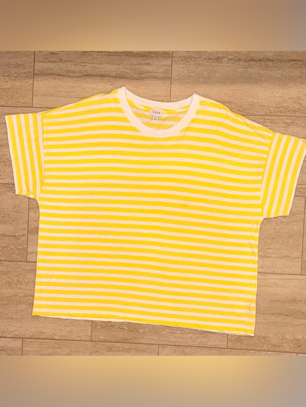 J. Crew Yellow & White Striped Women’s Plus Tee Size 2X